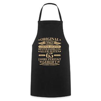 Born in 1961 Year of manufacture Legend 65th birthday - Cooking Apron - black - Front - AI Model Male 185 dark (185cm)