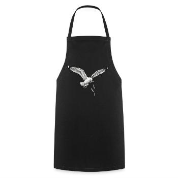 Mouette drôle qui vole des frites sur la plage - Tablier de cuisine - noir - Devant - AI Model Male 185 dark (185cm)