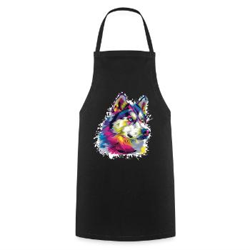 Wolf Animal Art - Cooking Apron - black - Front - AI Model Male 185 dark (185cm)