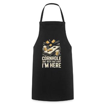 Cornhole And Beer  - Cooking Apron - black - Front - AI Model Male 185 dark (185cm)