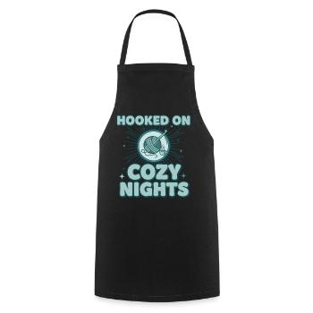 Hooked On Cozy Nights Crochet Lover Funny - Cooking Apron - black - Front - AI Model Male 185 dark (185cm)