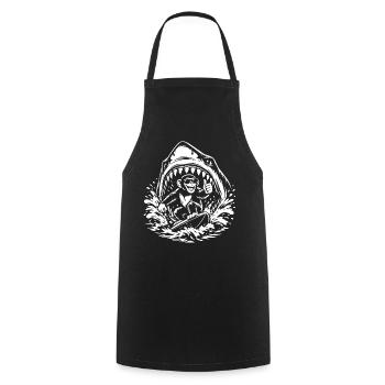 Surfing Monkey in Shark Wave - Cooking Apron - black - Front - AI Model Male 185 dark (185cm)