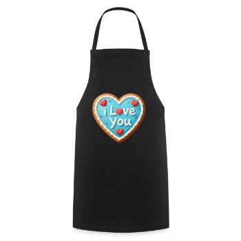 Valentine's Day Heart Gift Valentine's Day - Cooking Apron - black - Front - AI Model Male 185 dark (185cm)