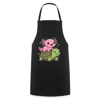 Axolotl und Schildkröte - Kochschürze - Schwarz - Vorne - AI Model Male 185 dark (185cm)