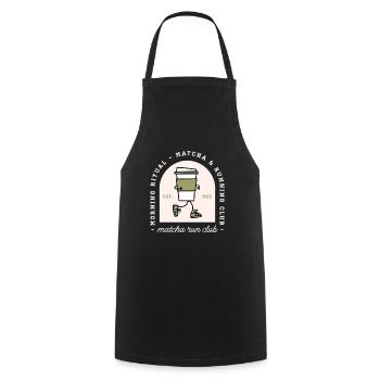 Matcha and running lovers run club funny runner - Cooking Apron - black - Front - AI Model Male 185 dark (185cm)