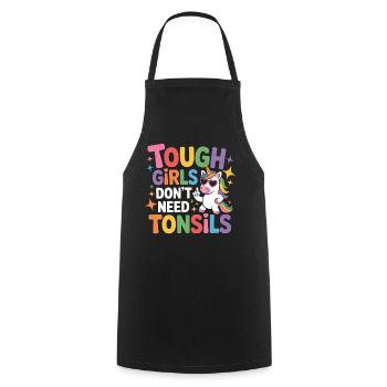 Les filles dures n’ont pas besoin d’amygdales - Tablier de cuisine - noir - Devant - AI Model Male 185 dark (185cm)