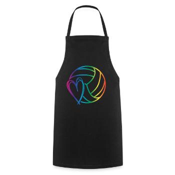 Volleyball Love - Cooking Apron - black - Front - AI Model Male 185 dark (185cm)