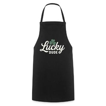 Lucky Dude with Four Leaf Clover  - Cooking Apron - black - Front - AI Model Male 185 dark (185cm)
