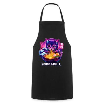Ramen Nouilles, Amoureux des Chats, Kats Kawaii Rétro - Tablier de cuisine - noir - Devant - AI Model Male 185 dark (185cm)