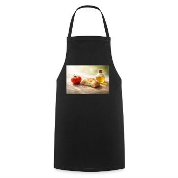 Tomato. Bread. Oil. - Cooking Apron - black - Front - AI Model Male 185 dark (185cm)