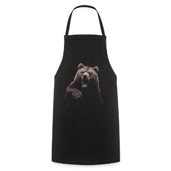 Grizzly Bear Hiking Camping Vintage Brown Bear - Cooking Apron - black - Front - AI Model Male 185 dark (185cm)