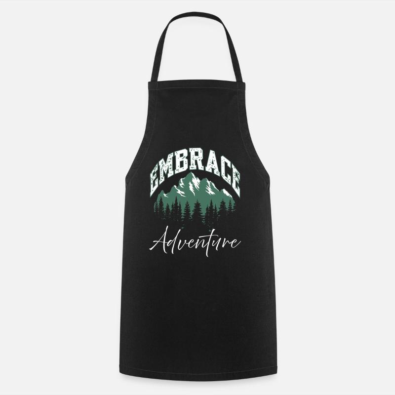 Embrace Adventure Mountain Logo - Cooking Apron - black