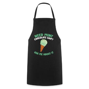 Cornet gaufré à la crème fraîche Menthe italienne - Tablier de cuisine - noir - Devant - AI Model Male 185 dark (185cm)