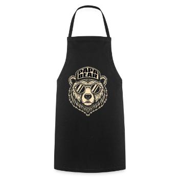 Logo de Papa Ours avec lunettes de soleil - Tablier de cuisine - noir - Devant - AI Model Male 185 dark (185cm)