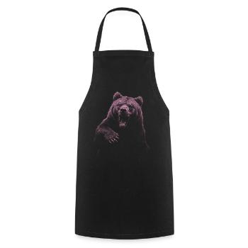 Grizzly Bear Hiking Camping Vintage Brown Bear - Cooking Apron - black - Front - AI Model Male 185 dark (185cm)