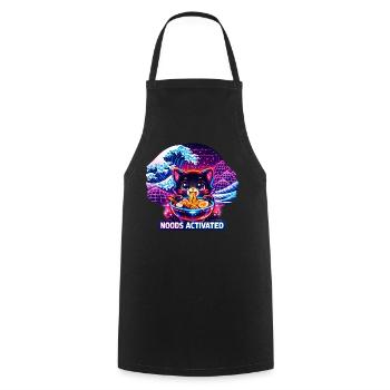 Ramen Nouilles, Amoureux des Chats, Kats Kawaii Rétro - Tablier de cuisine - noir - Devant - AI Model Male 185 dark (185cm)