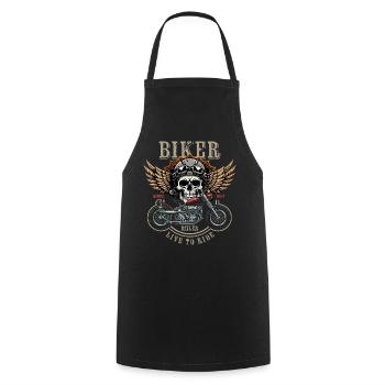 Biker Rules - Since 1984 - Live to Ride - Cooking Apron - black - Front - AI Model Male 185 dark (185cm)