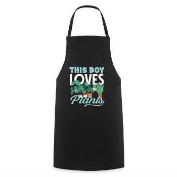 This Boy Loves Plants Plant Lover - Cooking Apron - black - Front - AI Model Male 185 dark (185cm)