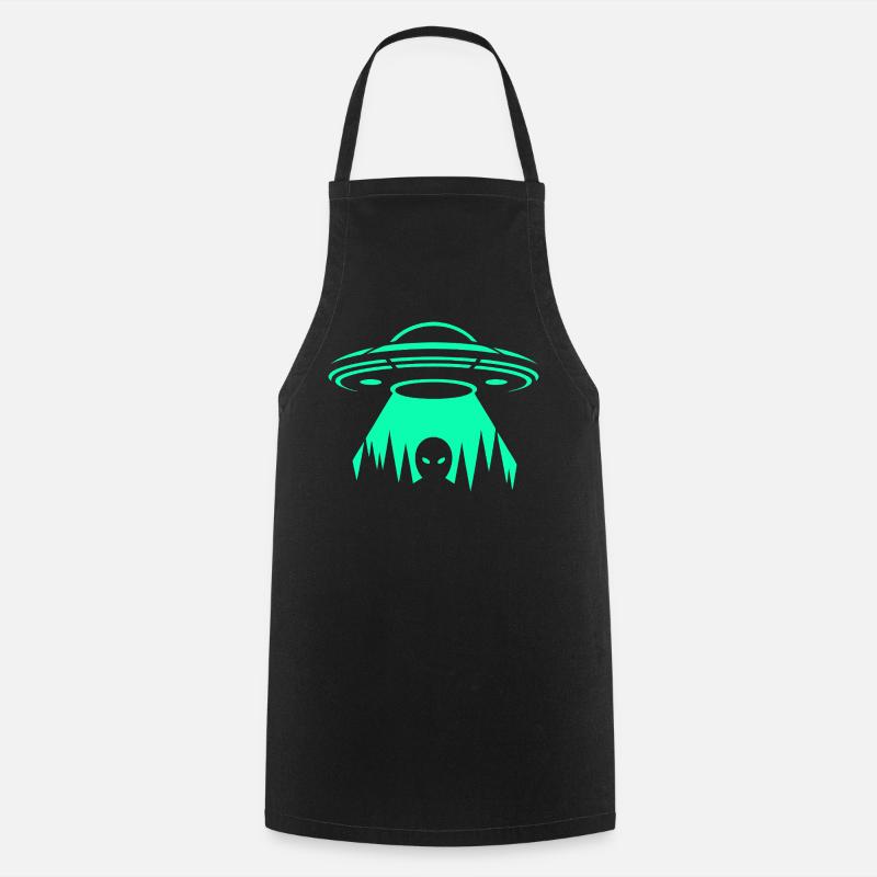 UFO Neon Abduction - Cooking Apron - black