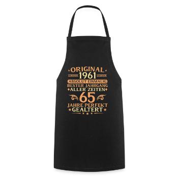 65 years perfectly aged vintage 1961 - Cooking Apron - black - Front - AI Model Male 185 dark (185cm)