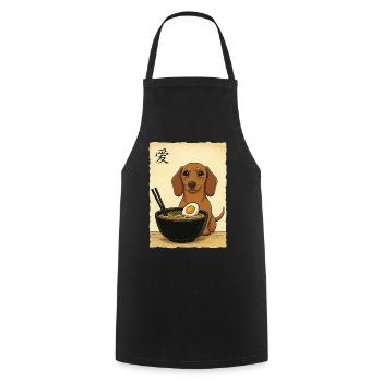Japanese Ramen Dachshund Noodle Bowl Anime Otaku - Cooking Apron - black - Front - AI Model Male 185 dark (185cm)