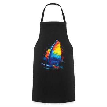 Windsurfen – Wassersportillustration - Kochschürze - Schwarz - Vorne - AI Model Male 185 dark (185cm)
