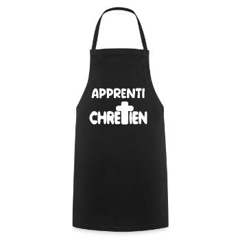 cadeau chrétien catholique dieu - Tablier de cuisine - noir - Devant - AI Model Male 185 dark (185cm)