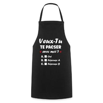 Veux-Tu te pacser ? Quiz romantique - Tablier de cuisine - noir - Devant - AI Model Male 185 dark (185cm)