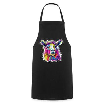 Llama Neon Pop Art - Cooking Apron - black - Front - AI Model Male 185 dark (185cm)