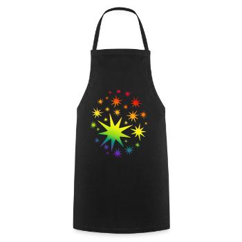 Colorful Stars Rainbow Gradient - Cooking Apron - black - Front - AI Model Male 185 dark (185cm)