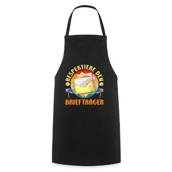Parcel deliverers RESPECT THE POSTMAN LUSTIG - Cooking Apron - black - Front - AI Model Male 185 dark (185cm)