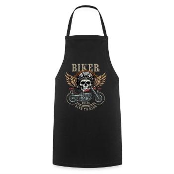 Biker Rules - Since 1997 - Live to Ride - Kochschürze - Schwarz - Vorne - AI Model Male 185 dark (185cm)
