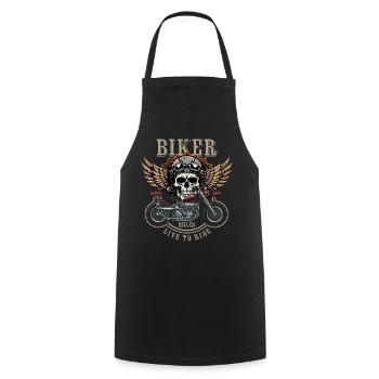 Biker Rules - Since 1996 - Live to Ride - Kochschürze - Schwarz - Vorne - AI Model Male 185 dark (185cm)