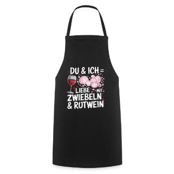 Toi et moi, on aime avec des oignons et du vin rouge pour - Tablier de cuisine - noir - Devant - AI Model Male 185 dark (185cm)