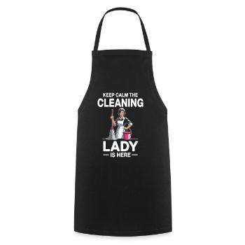 Cleaning Lady Household Professional Humor - Cooking Apron - black - Front - AI Model Male 185 dark (185cm)