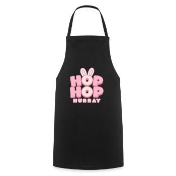 Hop Hop Hourra | Motif de la jolie phrase de lapin - Tablier de cuisine - noir - Devant - AI Model Male 185 dark (185cm)