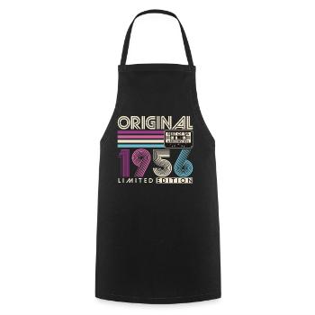 Vintage 1956 Né 70e anniversaire Rétro - Tablier de cuisine - noir - Devant - AI Model Male 185 dark (185cm)