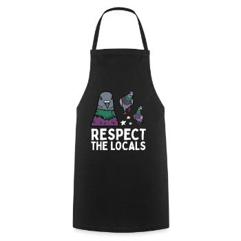 Respect the Locals Pigeons Coo - Cooking Apron - black - Front - AI Model Male 185 dark (185cm)