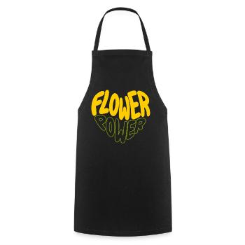 Flower Power Retro Print - Kochschürze - Schwarz - Vorne - AI Model Male 185 dark (185cm)