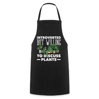 Introvert Discuss Plants Funny - Cooking Apron - black - Front - AI Model Male 185 dark (185cm)