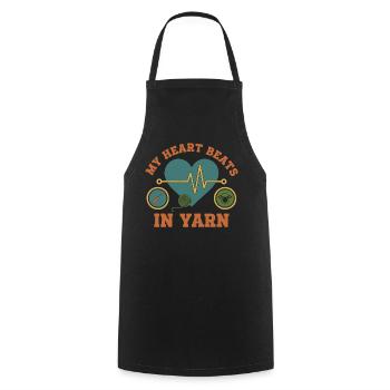 Funny Crochet My Heart Beats In Yarn Crochet Lover - Cooking Apron - black - Front - AI Model Male 185 dark (185cm)
