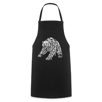 Tribal Grizzly – Wild Bear Motif - Cooking Apron - black - Front - AI Model Male 185 dark (185cm)