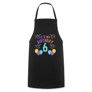 6 ans fille C’est mon anniversaire Enfants Anniversaire - Tablier de cuisine - noir - Devant - AI Model Male 185 dark (185cm)