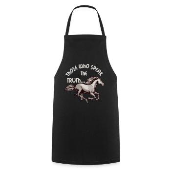 Le cheval et la Vérité - Tablier de cuisine - noir - Devant - AI Model Male 185 dark (185cm)