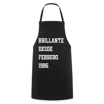 Anniversaires : février 1986 - Tablier de cuisine - noir - Devant - AI Model Male 185 dark (185cm)