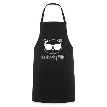 Stop stressing yourself out Meowt cat lovers - Cooking Apron - black - Front - AI Model Male 185 dark (185cm)