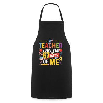 My Teacher Survived 67 Days Of Me Meme - Cooking Apron - black - Front - AI Model Male 185 dark (185cm)