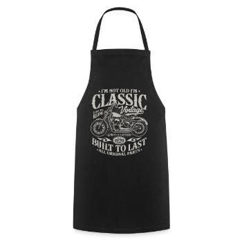 Cadeau de moto vintage pour le 50e anniversaire de 1976 - Tablier de cuisine - noir - Devant - AI Model Male 185 dark (185cm)