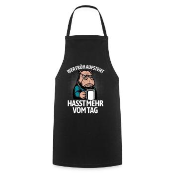 Hippo - If you get up early, you hate more of the day - Cooking Apron - black - Front - AI Model Male 185 dark (185cm)