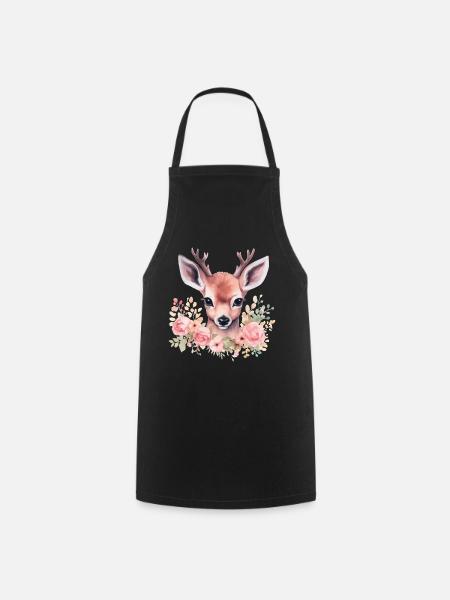Motif traditionnel de cerf et de biche pour costumes féminins – Traditionnel - Tablier de cuisine - noir